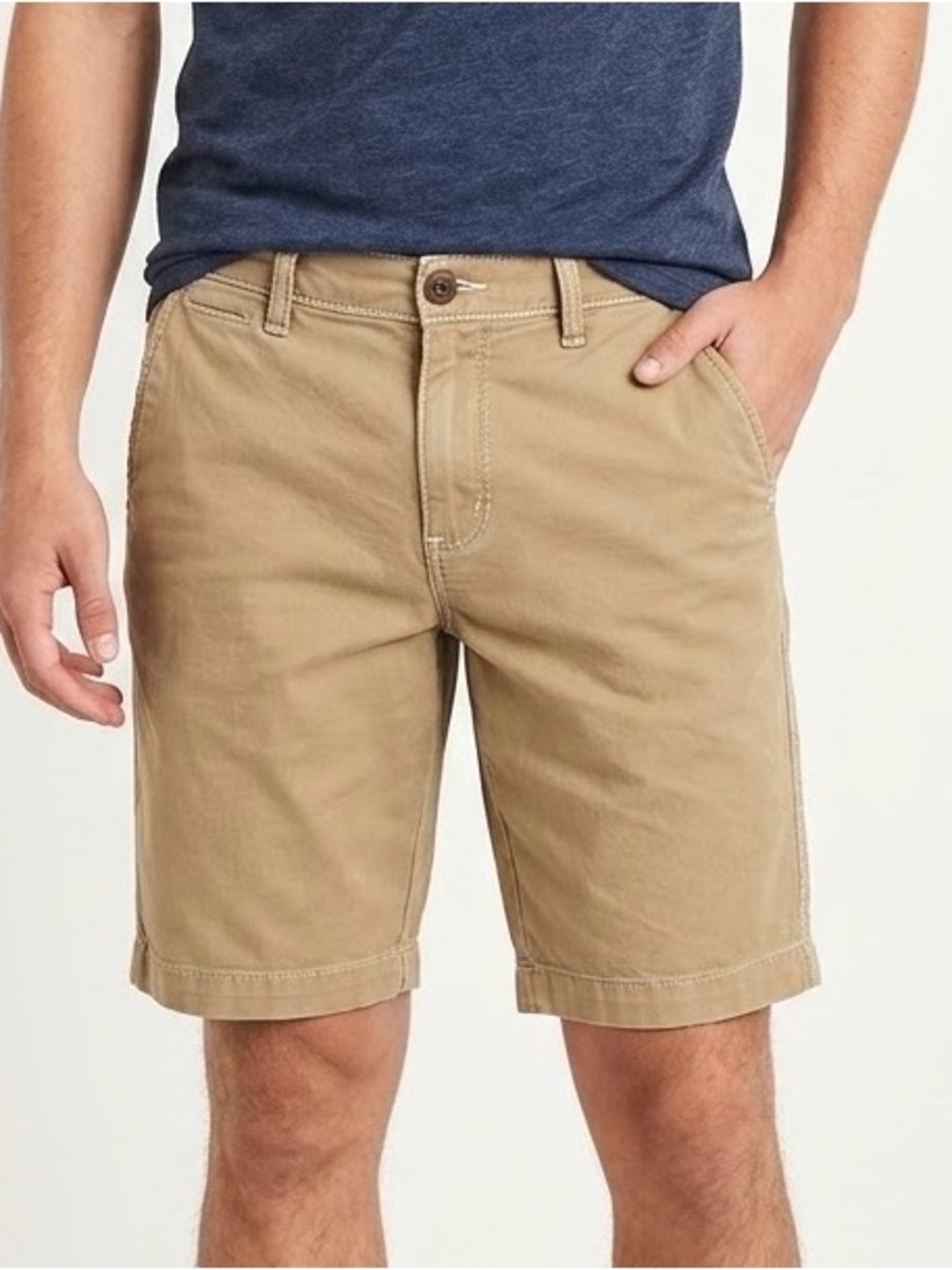 Hollister Men's Tan Flat-Front Cotton Shorts